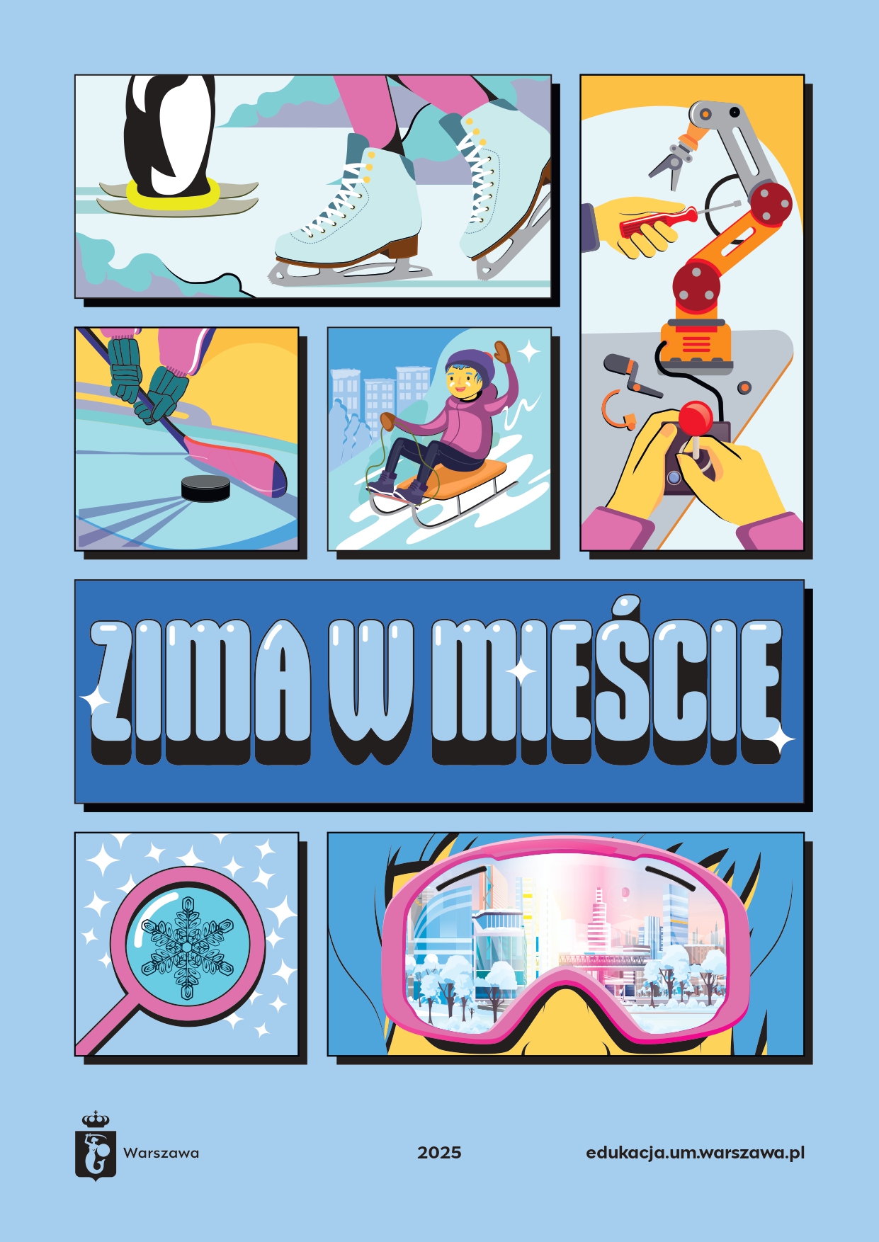 Plakat reklamujący zimę w mieście