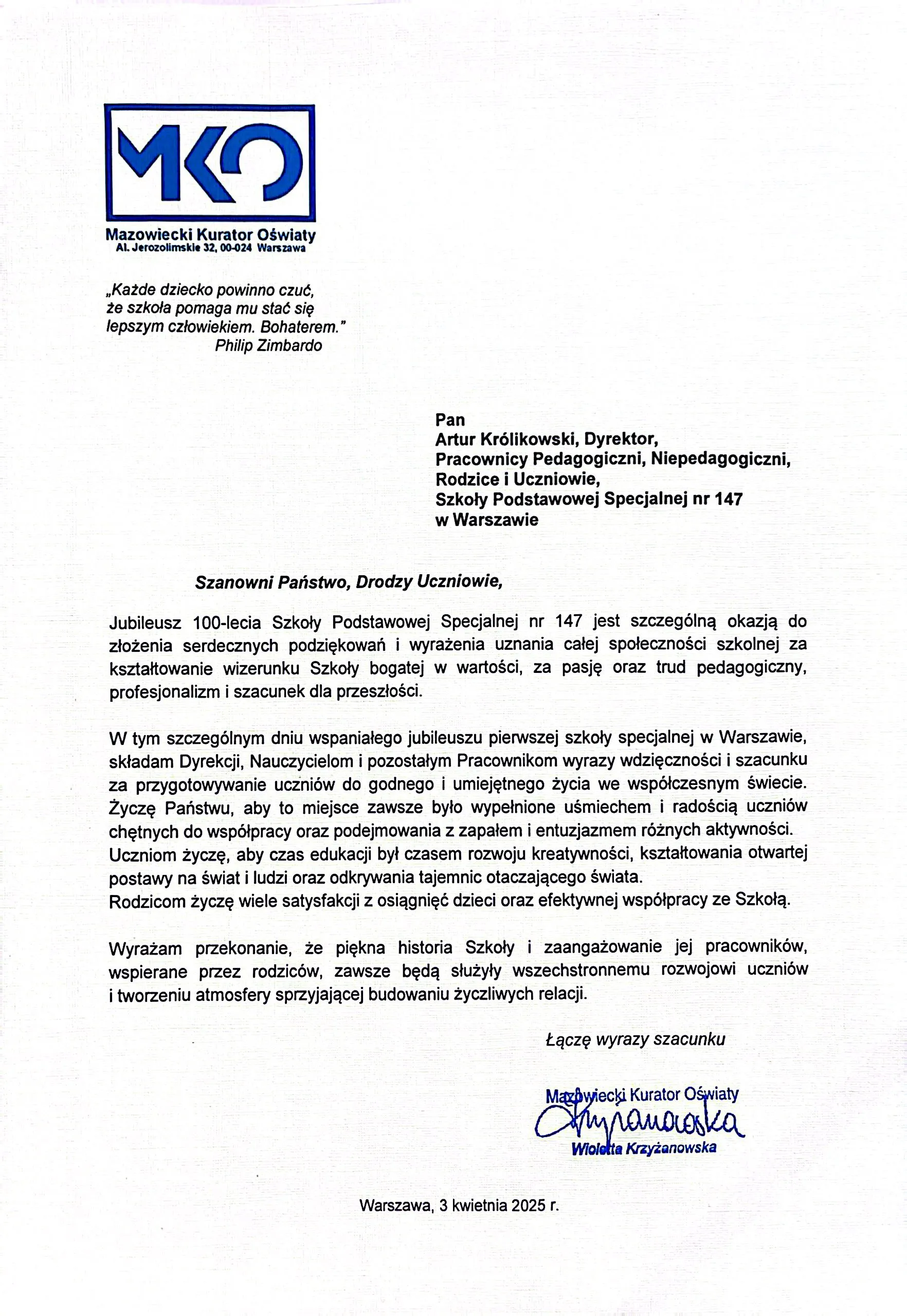 GALA Z OKAZJI JUBILEUSZU 100-LECIA SZKOŁY